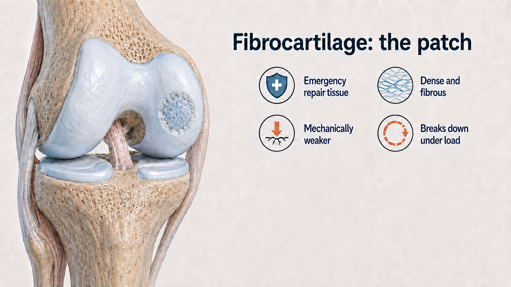 Fibrocartilage is the body’s emergency mechanism for repairing damage.